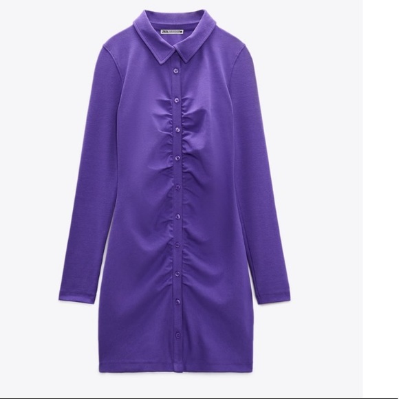 NEW ZARA Shirt dress with ruching - Picture 8 of 10